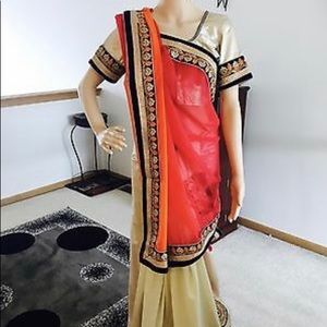 Beautiful ombré saree sari pink orange